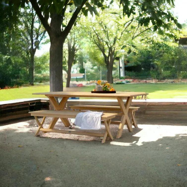 Picnic 3 - Person Teak Outdoor Bench - LOOMLAN - HiTeak - Outdoor Benches