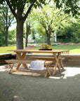 Picnic 3 - Person Teak Outdoor Bench - LOOMLAN - HiTeak - Outdoor Benches