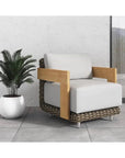 Potenza Armchair Palazzo Cream Stain Resistant Teak - LOOMLAN - SUNPAN - Outdoor Lounge Chairs