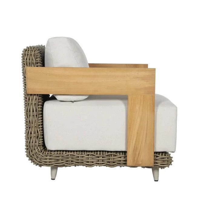 Potenza Armchair Palazzo Cream Stain Resistant Teak - LOOMLAN - SUNPAN - Outdoor Lounge Chairs