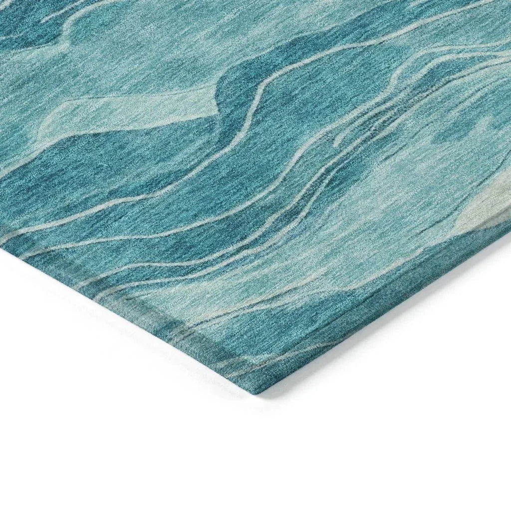 LOOMLAN Rugs Prestina Teal Washable Indoor-Outdoor Rug