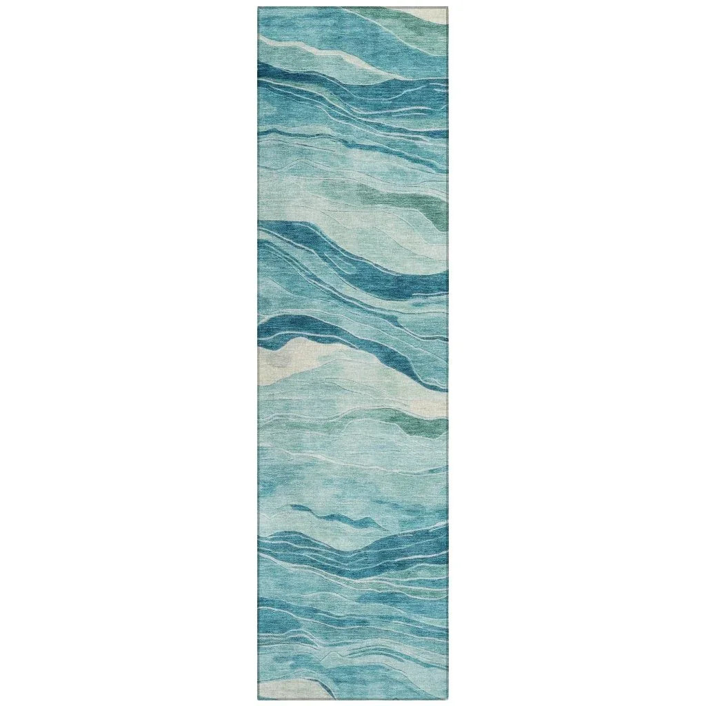 LOOMLAN Rugs Prestina Teal Washable Indoor-Outdoor Rug