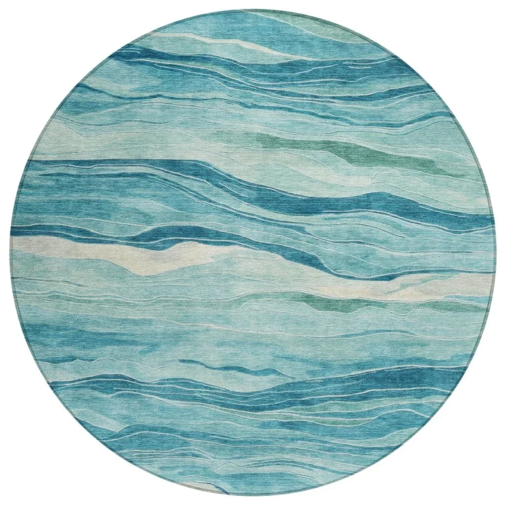 LOOMLAN Rugs Prestina Teal Washable Indoor-Outdoor Rug