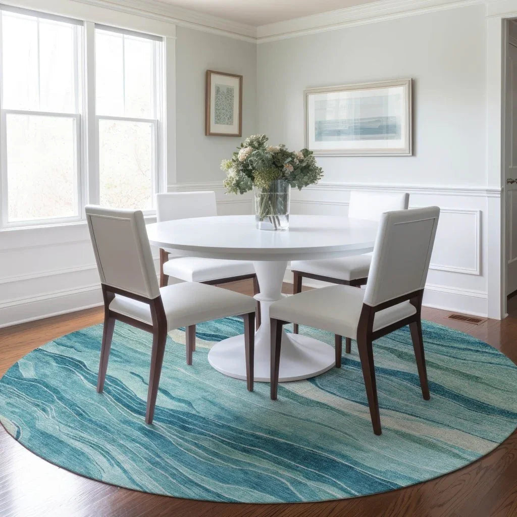 LOOMLAN Rugs Prestina Teal Washable Indoor-Outdoor Rug