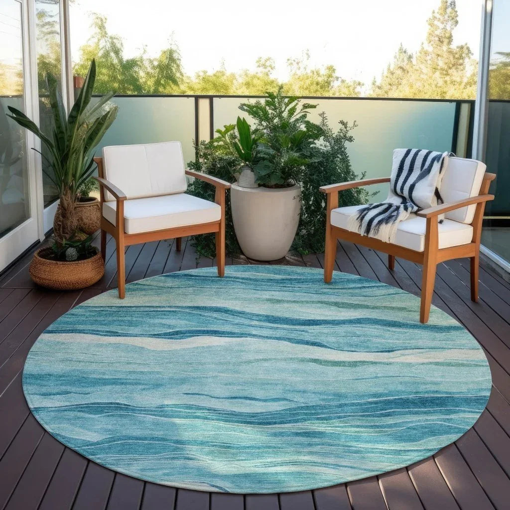 LOOMLAN Rugs Prestina Teal Washable Indoor-Outdoor Rug