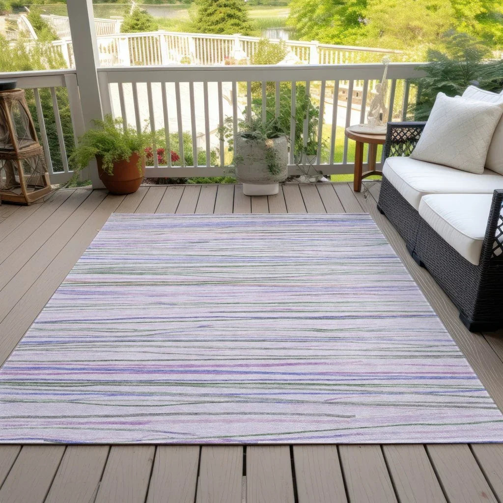 LOOMLAN Rugs Prizme Purple Washable Indoor-Outdoor Rug