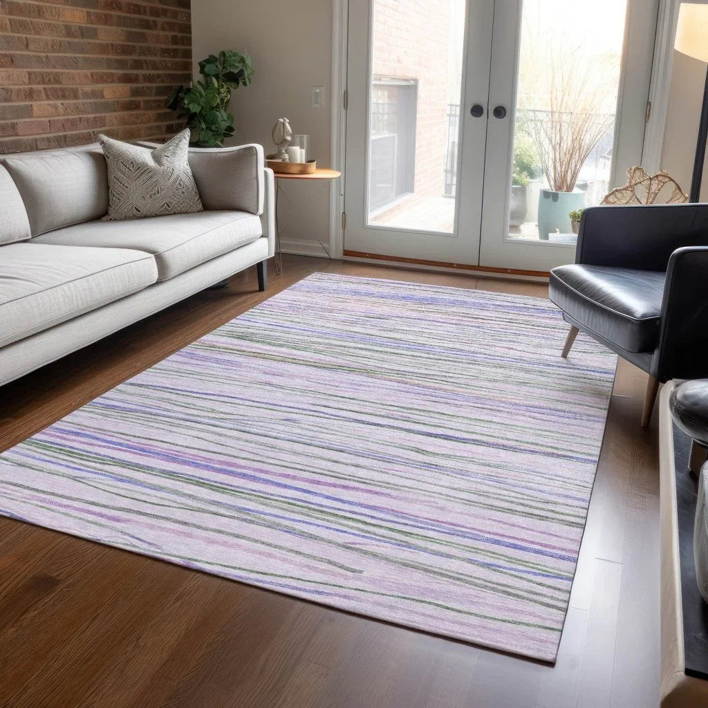 LOOMLAN Rugs Prizme Purple Washable Indoor-Outdoor Rug
