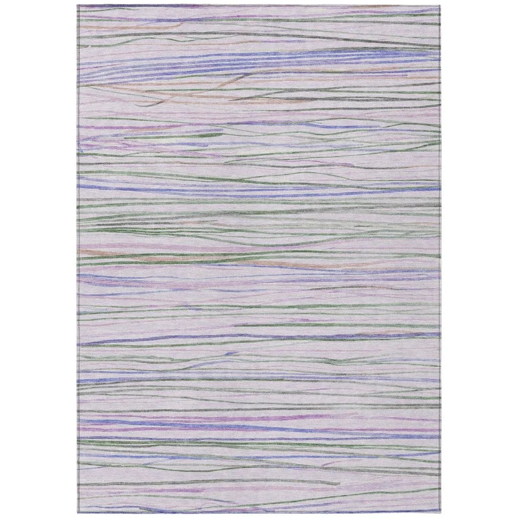 LOOMLAN Rugs Prizme Purple Washable Indoor-Outdoor Rug