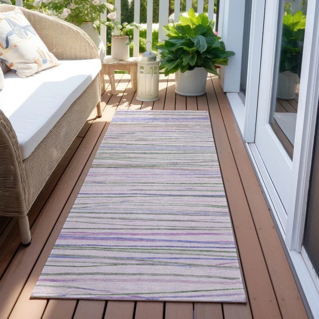 LOOMLAN Rugs Prizme Purple Washable Indoor-Outdoor Rug