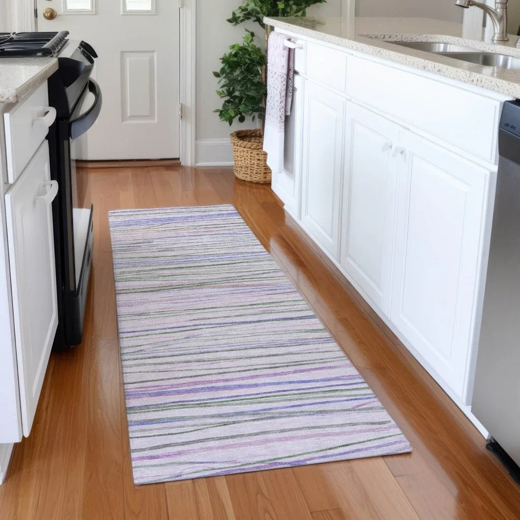 LOOMLAN Rugs Prizme Purple Washable Indoor-Outdoor Rug