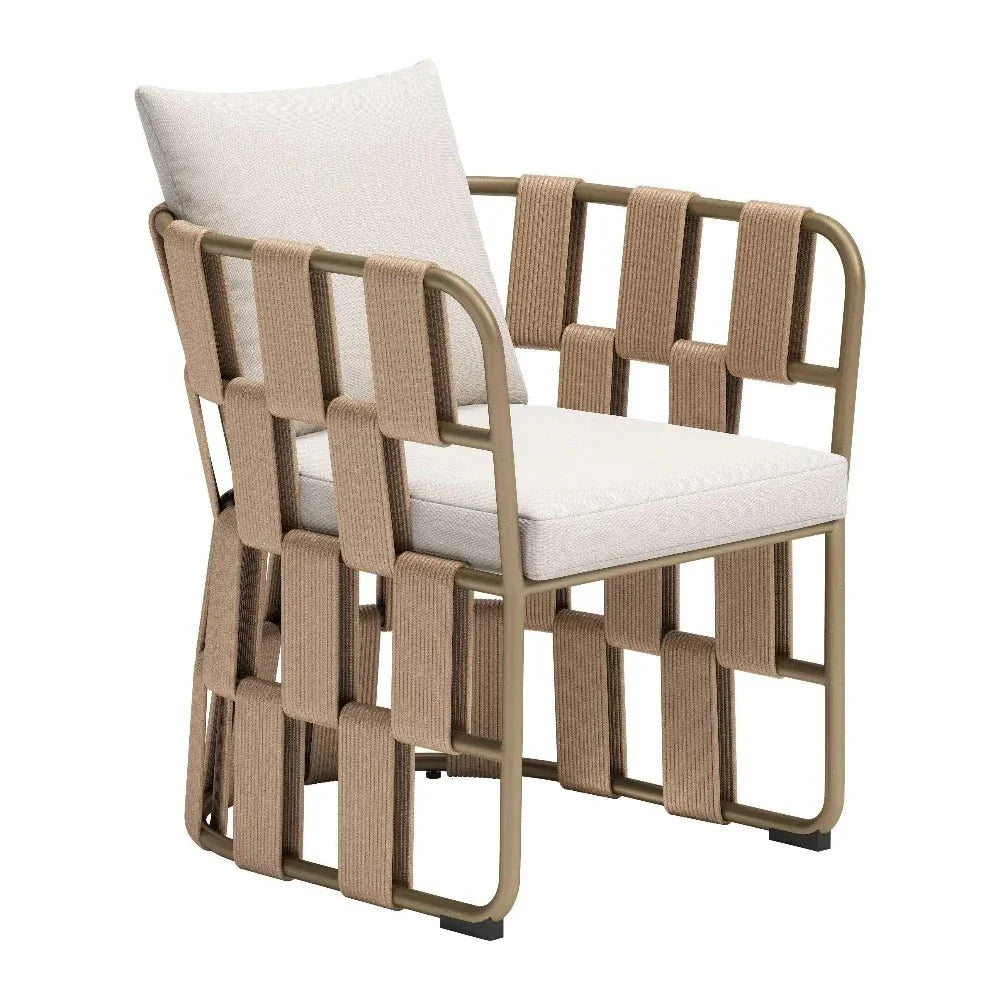 Quadrat White Dining Arm Chair - LOOMLAN - Zuo Modern - Outdoor Dining Chairs