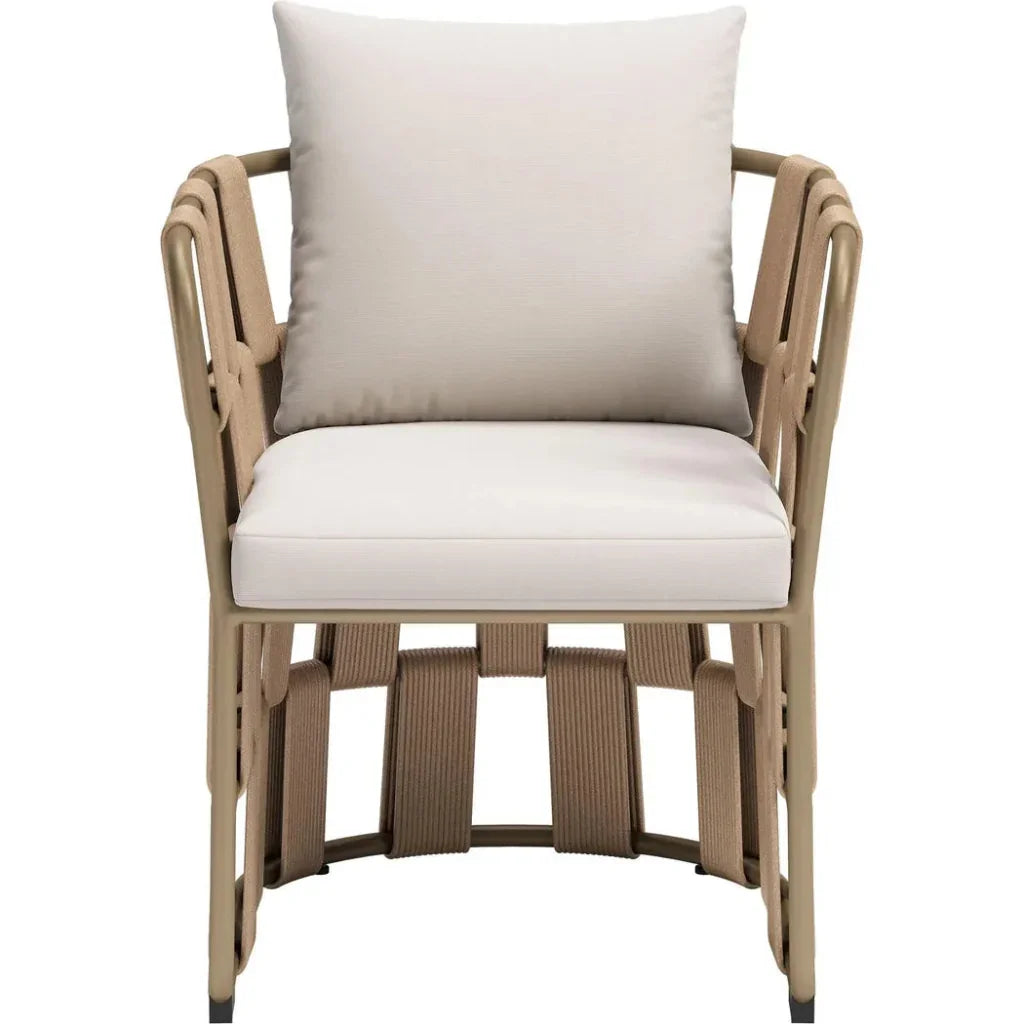 Quadrat White Dining Arm Chair - LOOMLAN - Zuo Modern - Outdoor Dining Chairs