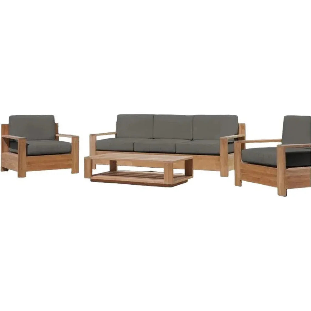 Qube 4PC Teak Outdoor Patio Deep Set Sunbrella Cushion - LOOMLAN - HiTeak - Outdoor Lounge Sets