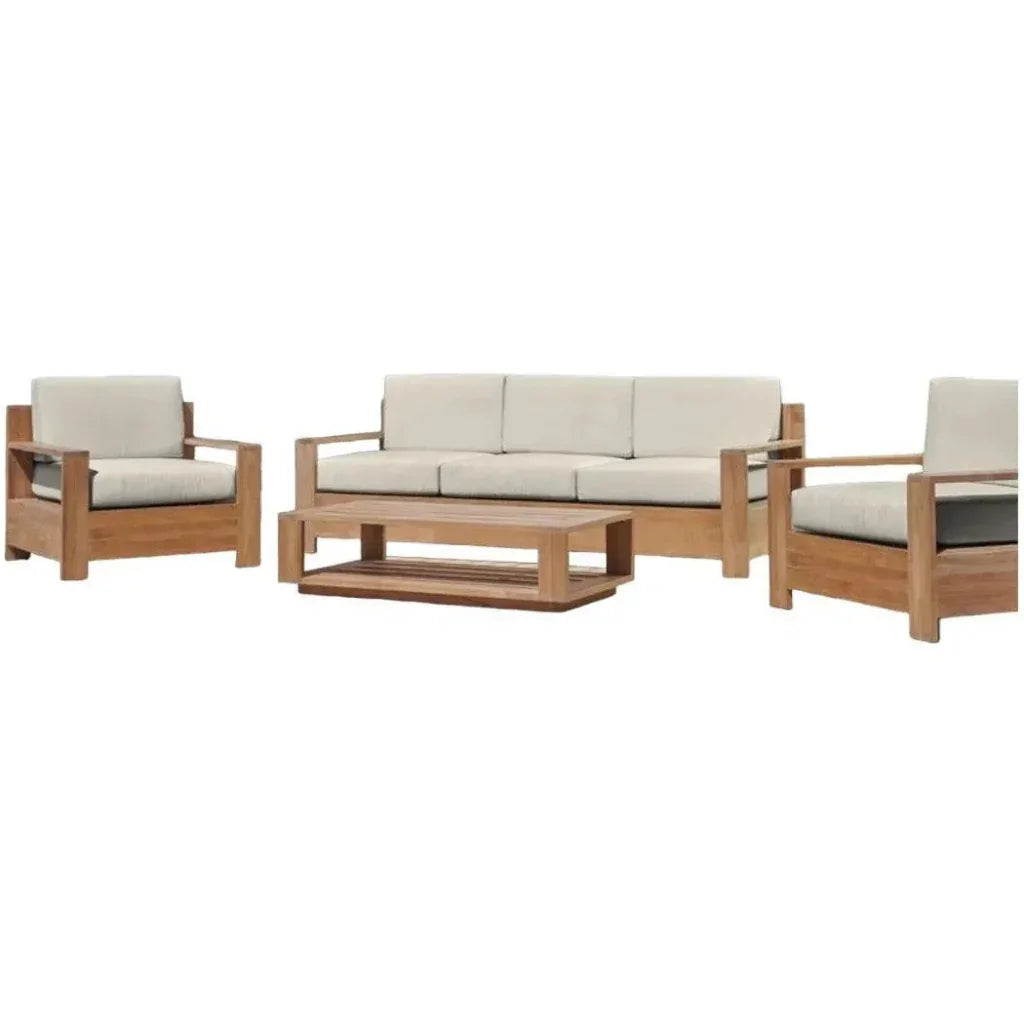 Qube 4PC Teak Outdoor Patio Deep Set Sunbrella Cushion - LOOMLAN - HiTeak - Outdoor Lounge Sets