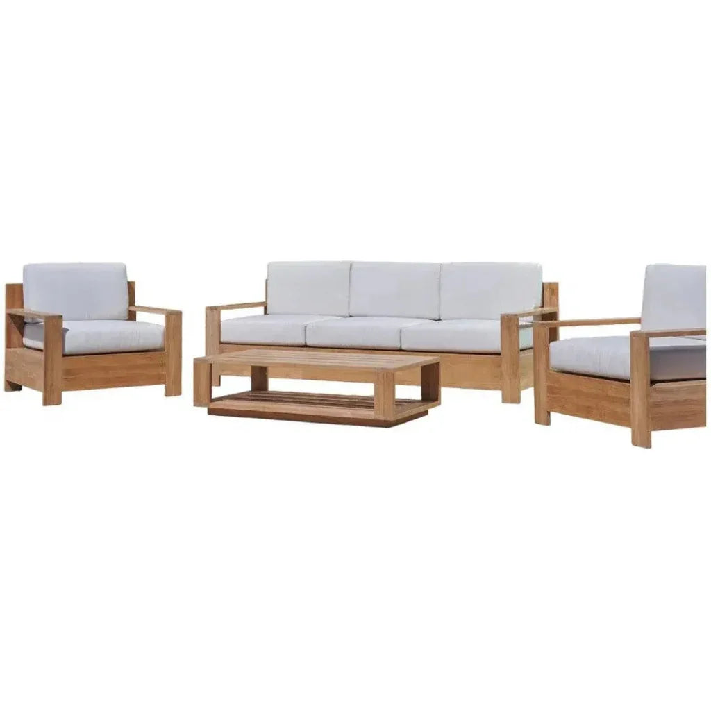 Qube 4PC Teak Outdoor Patio Deep Set Sunbrella Cushion - LOOMLAN - HiTeak - Outdoor Lounge Sets