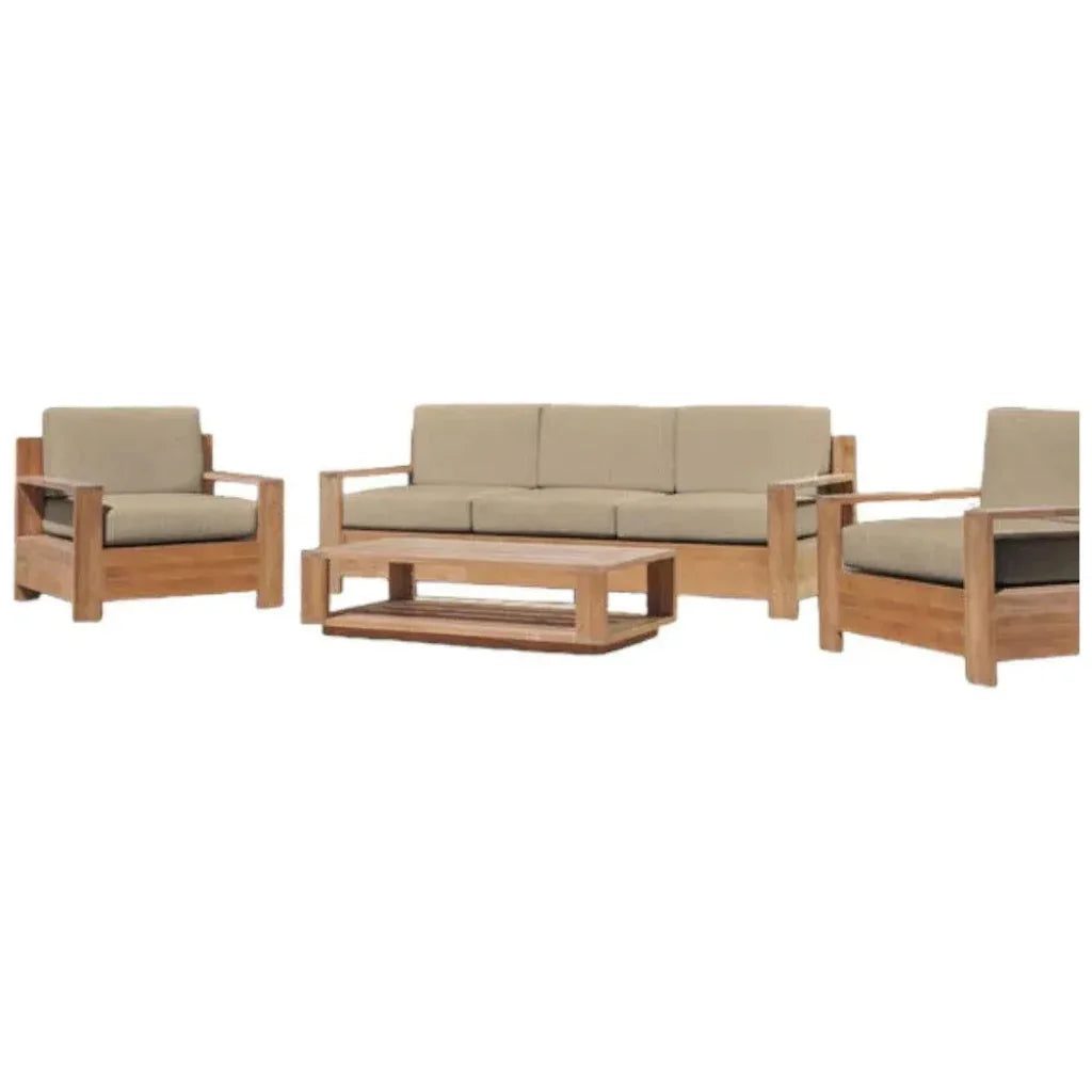 Qube 4PC Teak Outdoor Patio Deep Set Sunbrella Cushion - LOOMLAN - HiTeak - Outdoor Lounge Sets