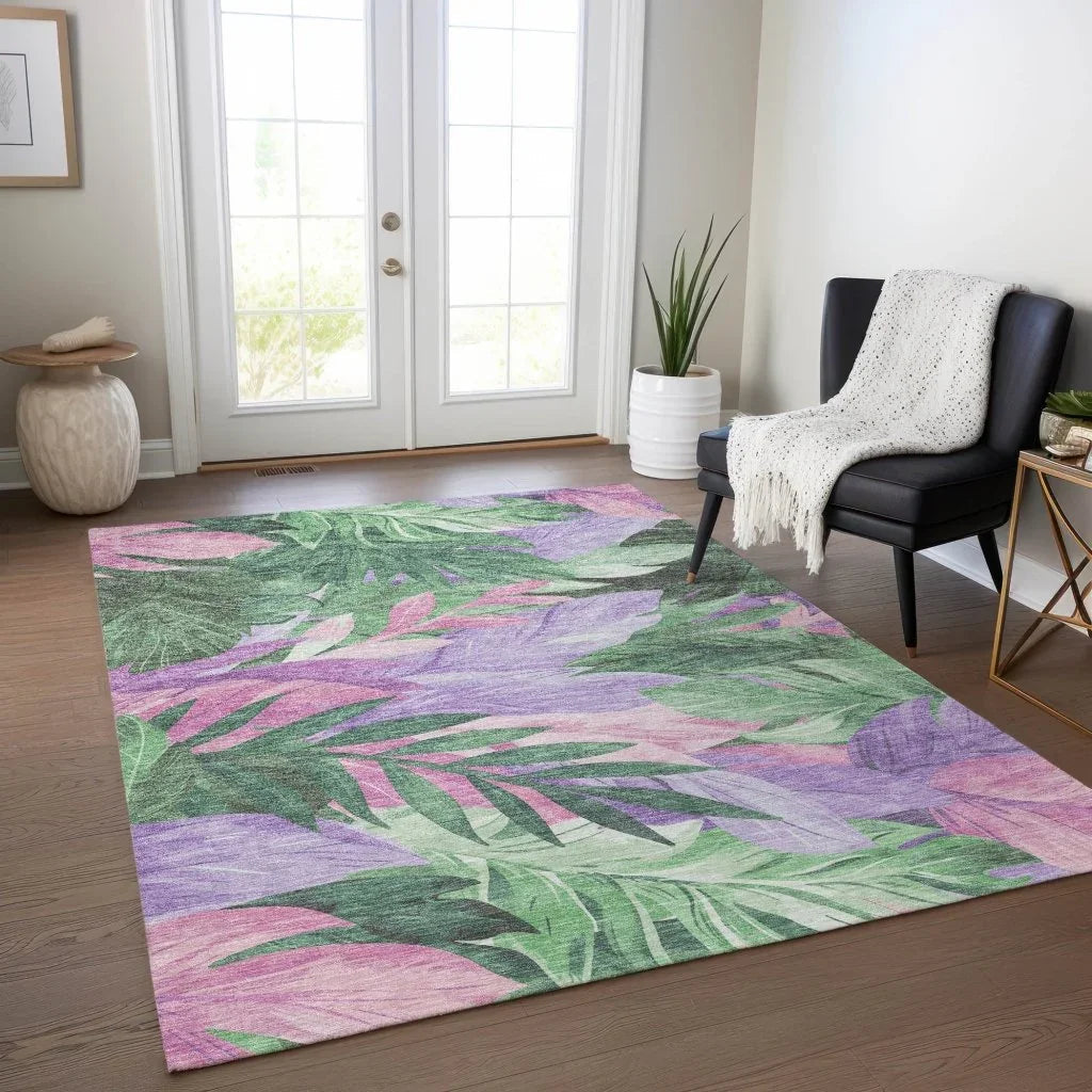 LOOMLAN Rugs Quilene Green Washable Indoor-Outdoor Rug