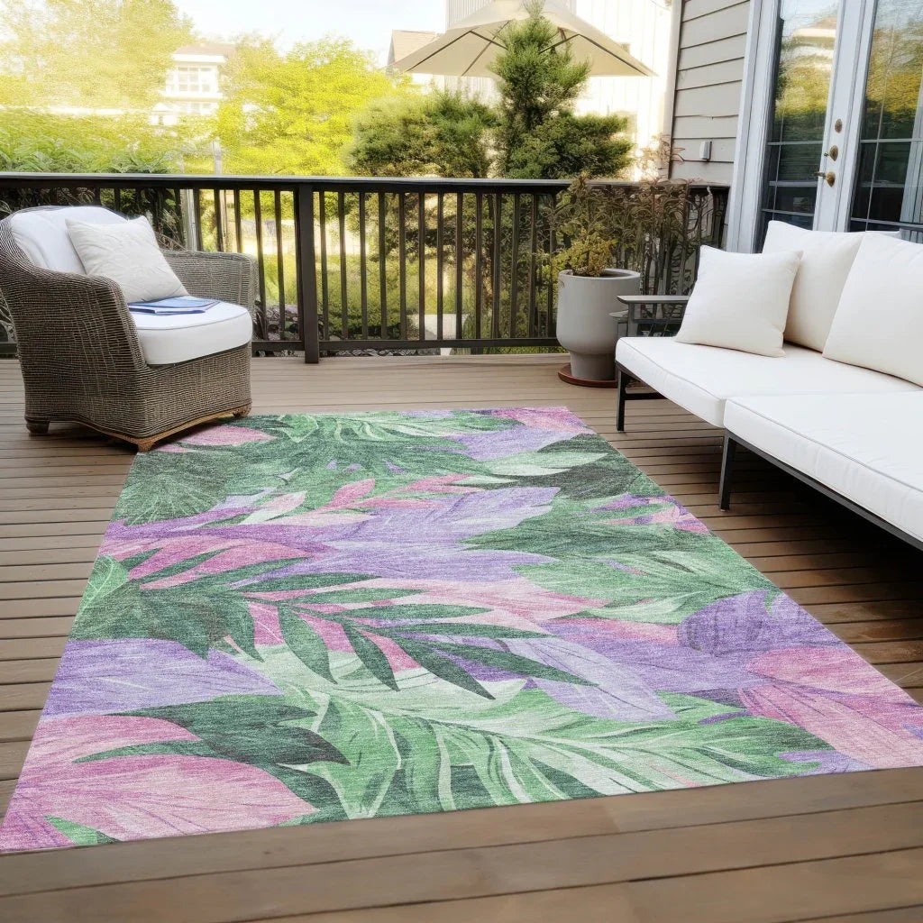 LOOMLAN Rugs Quilene Green Washable Indoor-Outdoor Rug