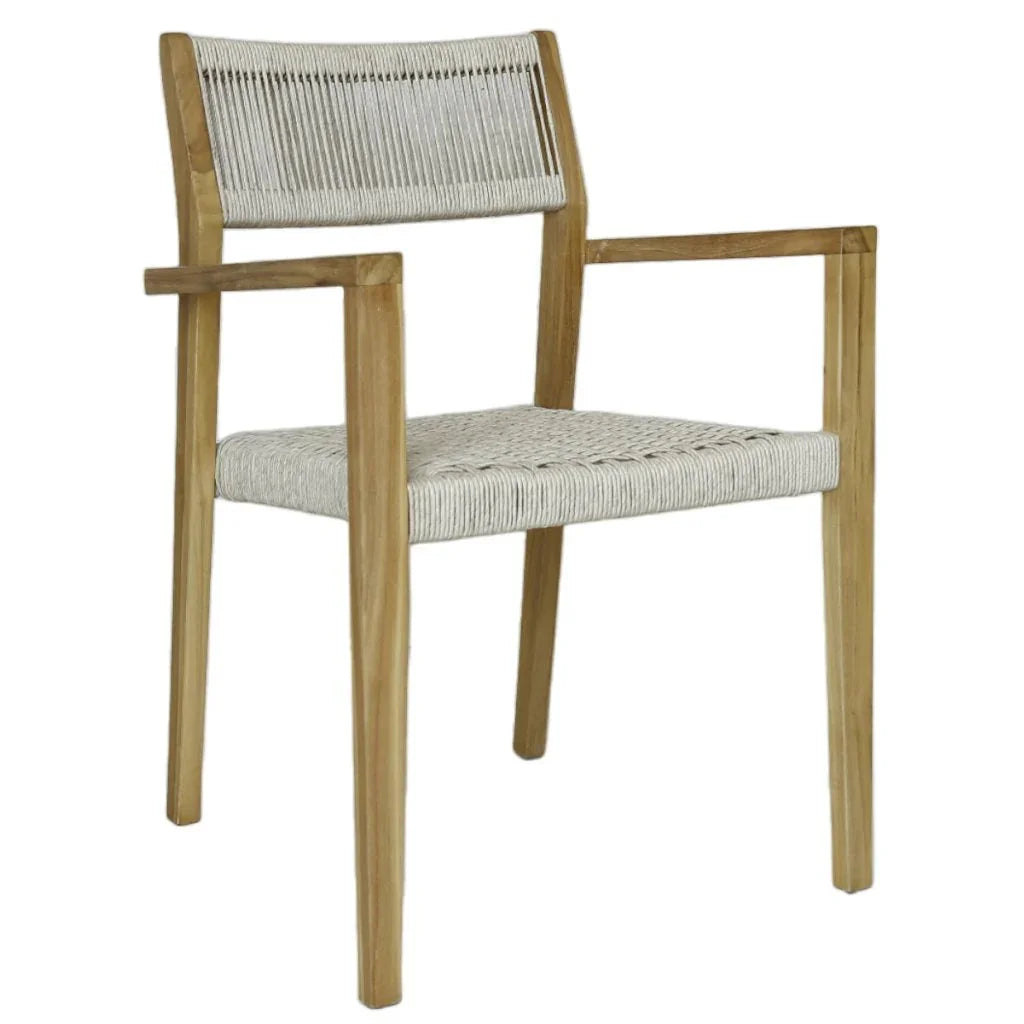 Quinn Wooden Patio Dining Arm Chair - LOOMLAN - Artesia - Outdoor Dining Chairs