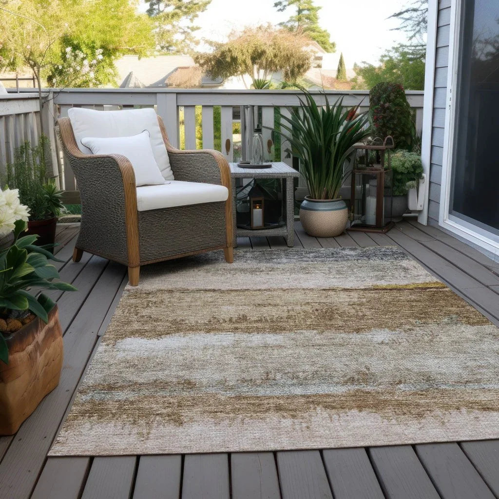 LOOMLAN Rugs Raffinna Brown Washable Indoor-Outdoor Rug