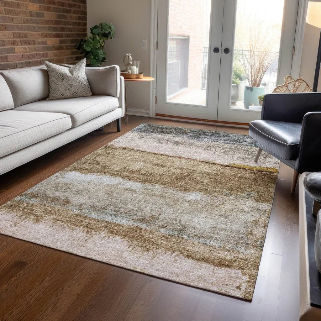 LOOMLAN Rugs Raffinna Brown Washable Indoor-Outdoor Rug