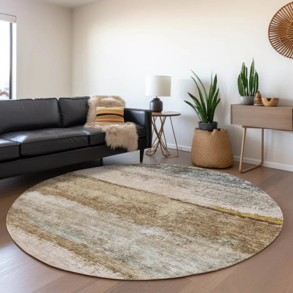LOOMLAN Rugs Raffinna Brown Washable Indoor-Outdoor Rug