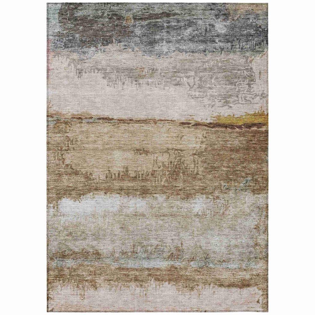 LOOMLAN Rugs Raffinna Brown Washable Indoor-Outdoor Rug