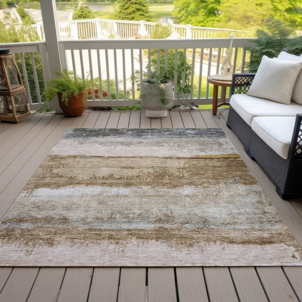 LOOMLAN Rugs Raffinna Brown Washable Indoor-Outdoor Rug