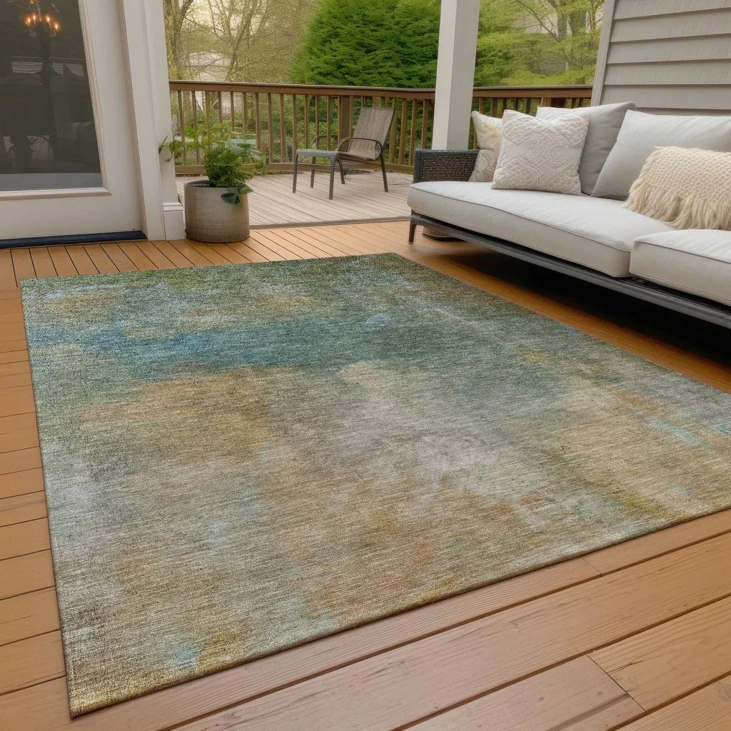 LOOMLAN Rugs Raffira Green Washable Indoor-Outdoor Rug