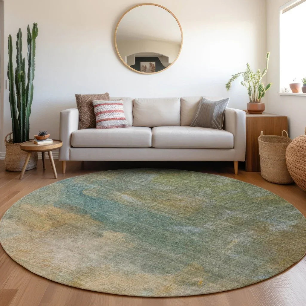 LOOMLAN Rugs Raffira Green Washable Indoor-Outdoor Rug