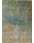 LOOMLAN Rugs Raffira Green Washable Indoor-Outdoor Rug