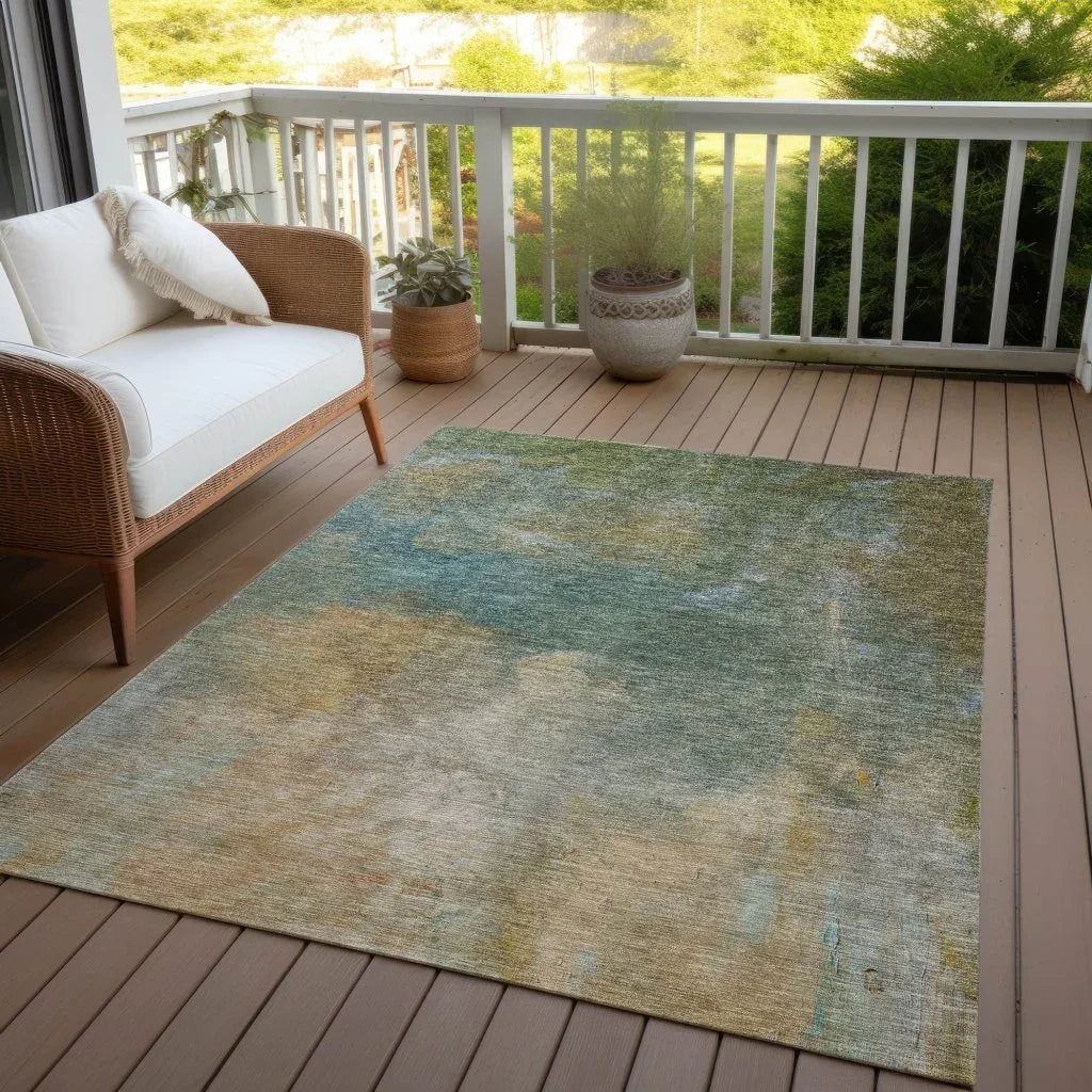 LOOMLAN Rugs Raffira Green Washable Indoor-Outdoor Rug