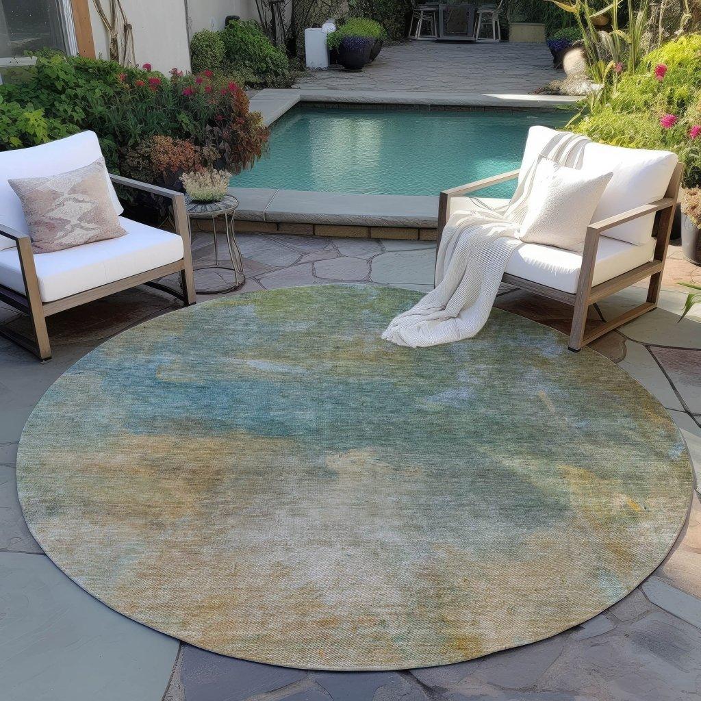 LOOMLAN Rugs Raffira Green Washable Indoor-Outdoor Rug
