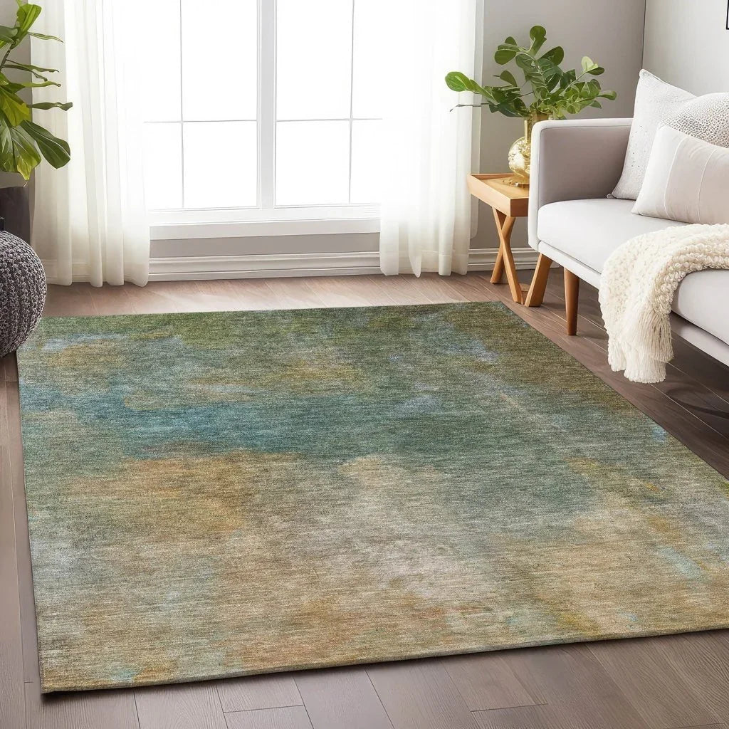 LOOMLAN Rugs Raffira Green Washable Indoor-Outdoor Rug