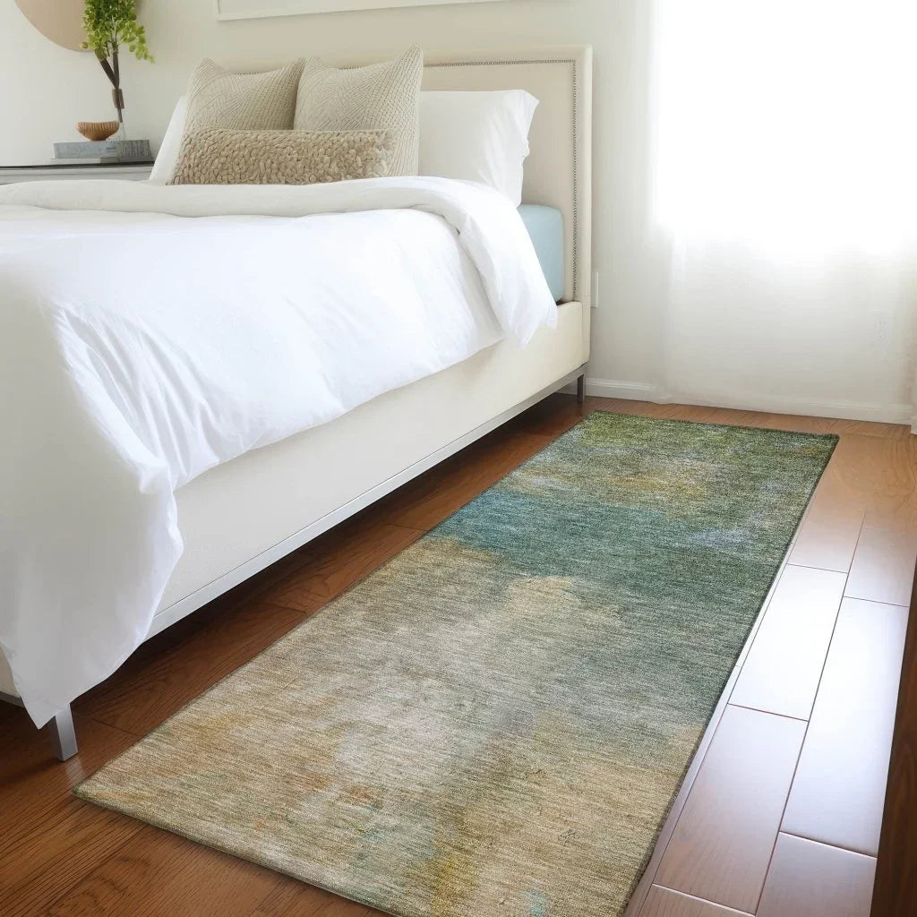 LOOMLAN Rugs Raffira Green Washable Indoor-Outdoor Rug