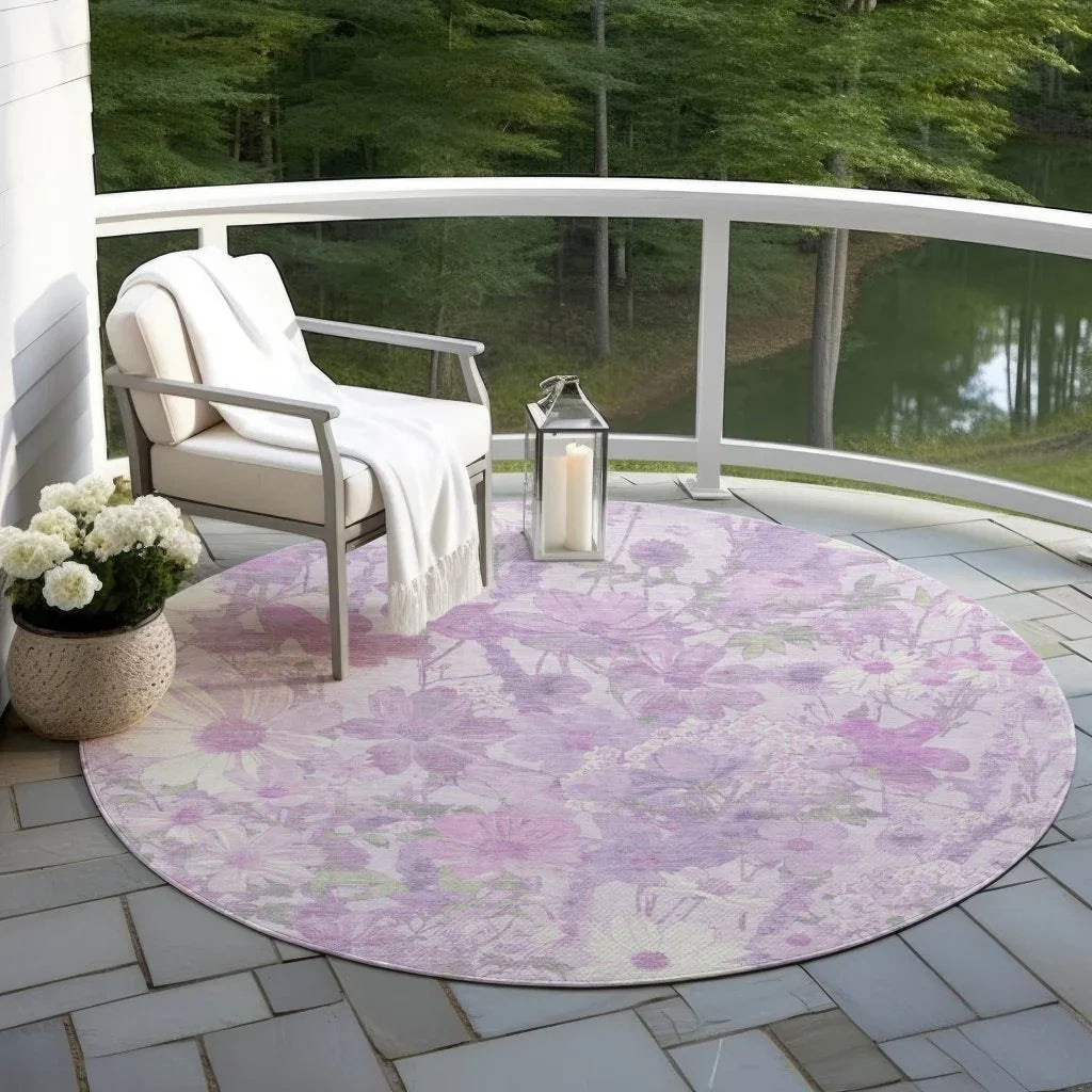 LOOMLAN Rugs Raimana Purple Washable Indoor-Outdoor Rug