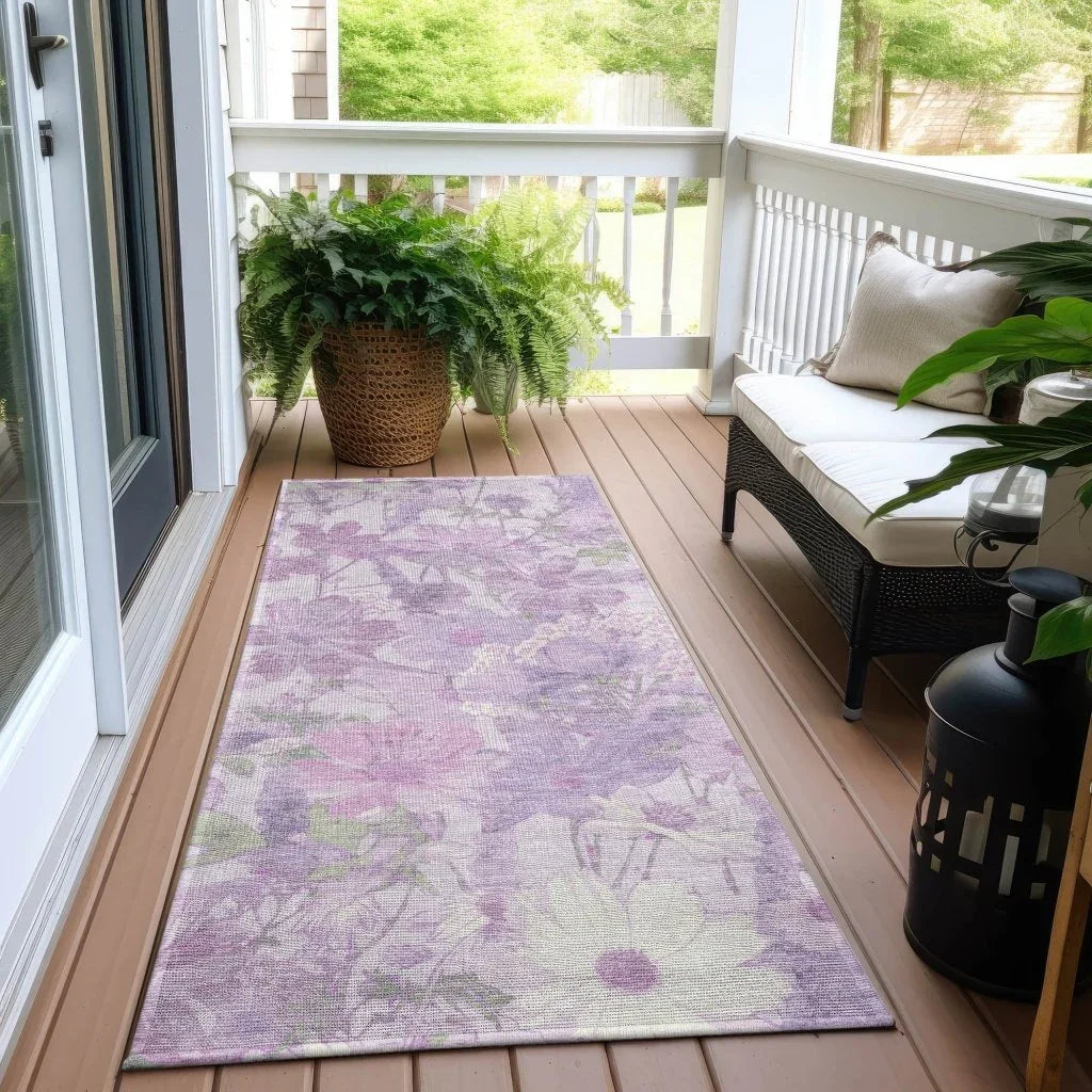 LOOMLAN Rugs Raimana Purple Washable Indoor-Outdoor Rug