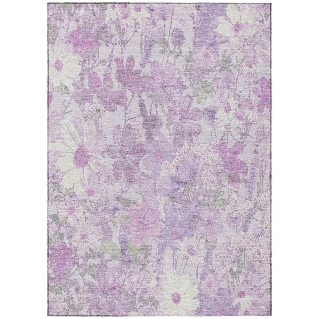 LOOMLAN Rugs Raimana Purple Washable Indoor-Outdoor Rug