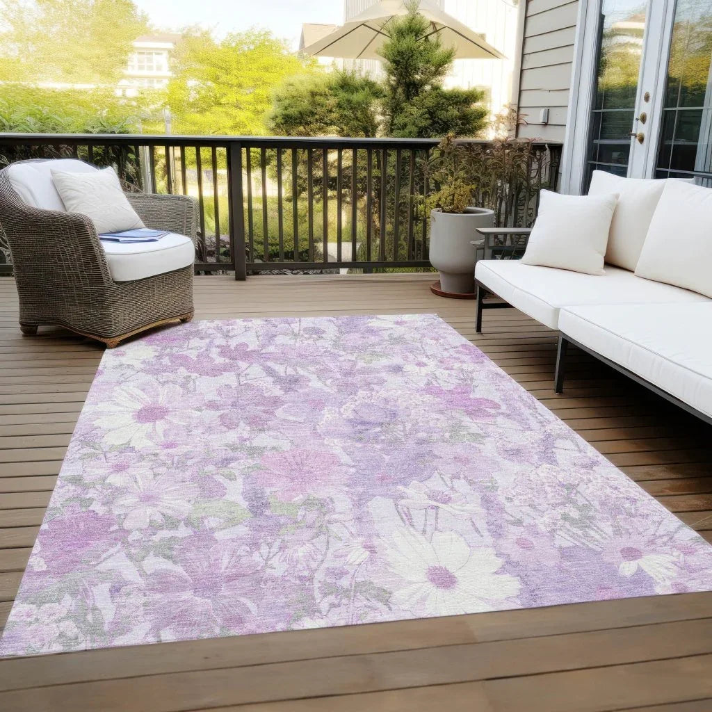 LOOMLAN Rugs Raimana Purple Washable Indoor-Outdoor Rug