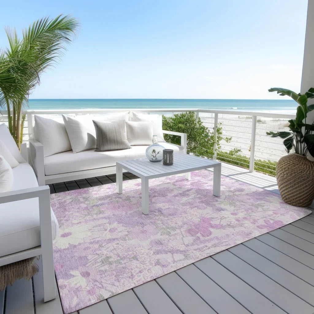 LOOMLAN Rugs Raimana Purple Washable Indoor-Outdoor Rug