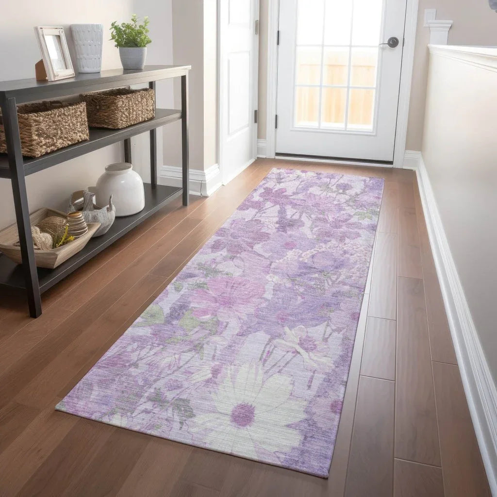 LOOMLAN Rugs Raimana Purple Washable Indoor-Outdoor Rug