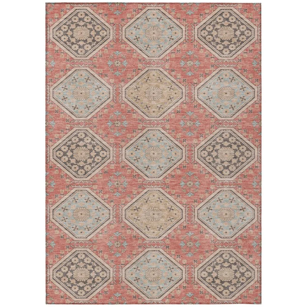 LOOMLAN Rugs Rapsodea Orange Washable Indoor-Outdoor Rug