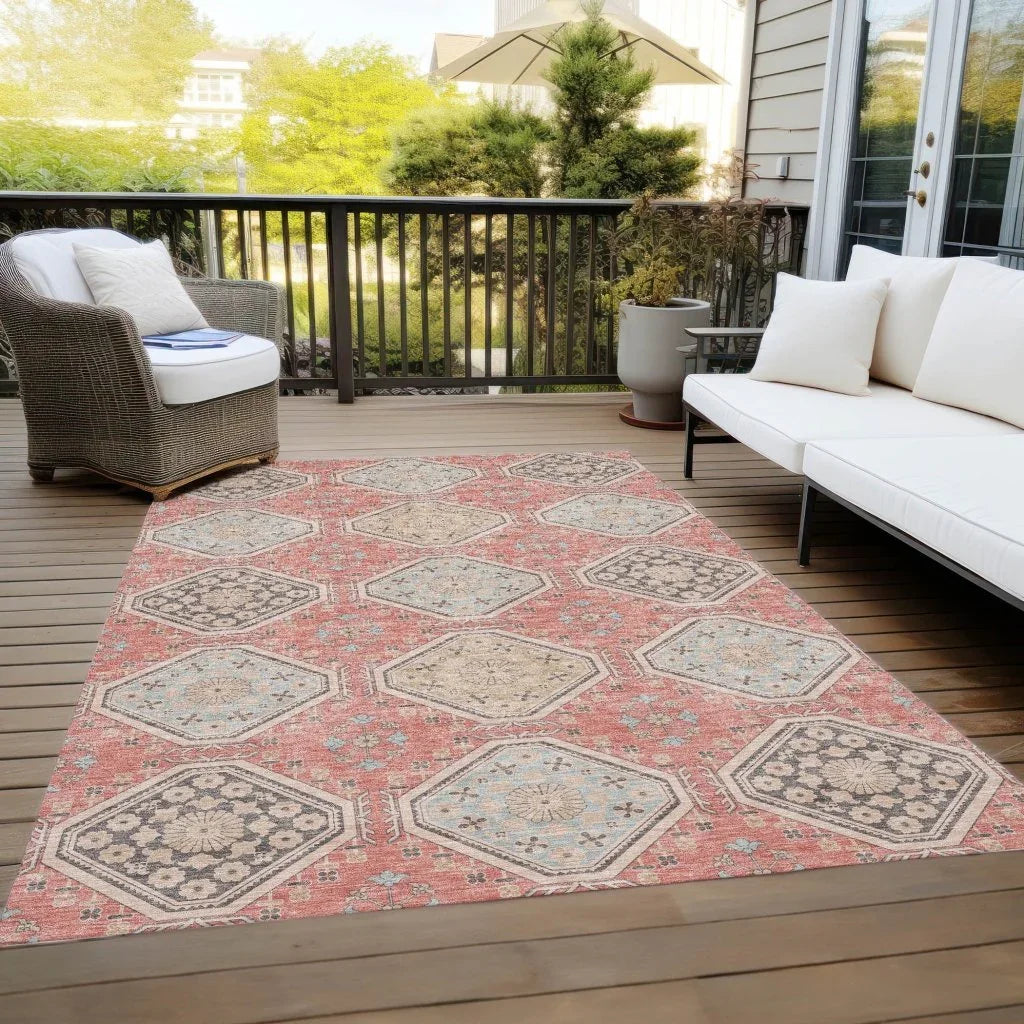 LOOMLAN Rugs Rapsodea Orange Washable Indoor-Outdoor Rug