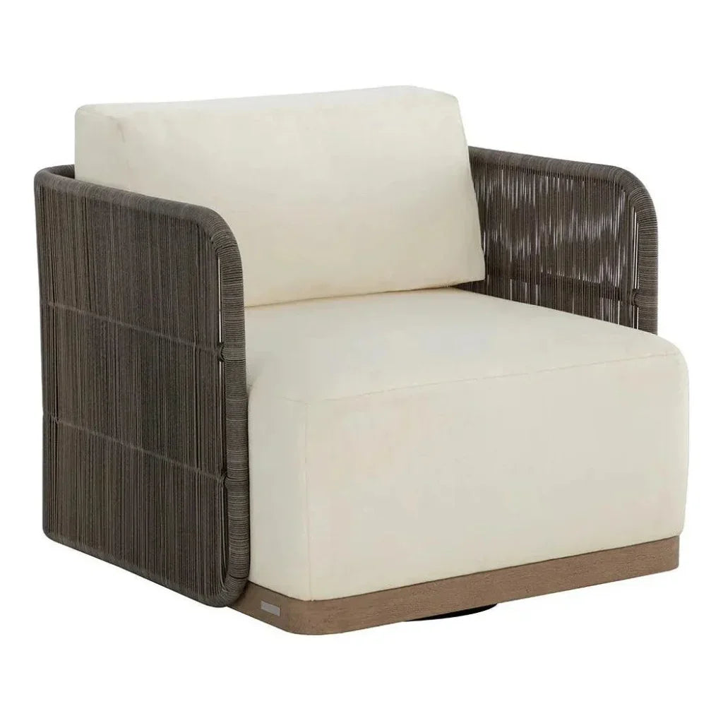 Ravenna Swivel Armchair Stinson Cream Outdoor Chair - LOOMLAN - SUNPAN - Outdoor Lounge Chairs