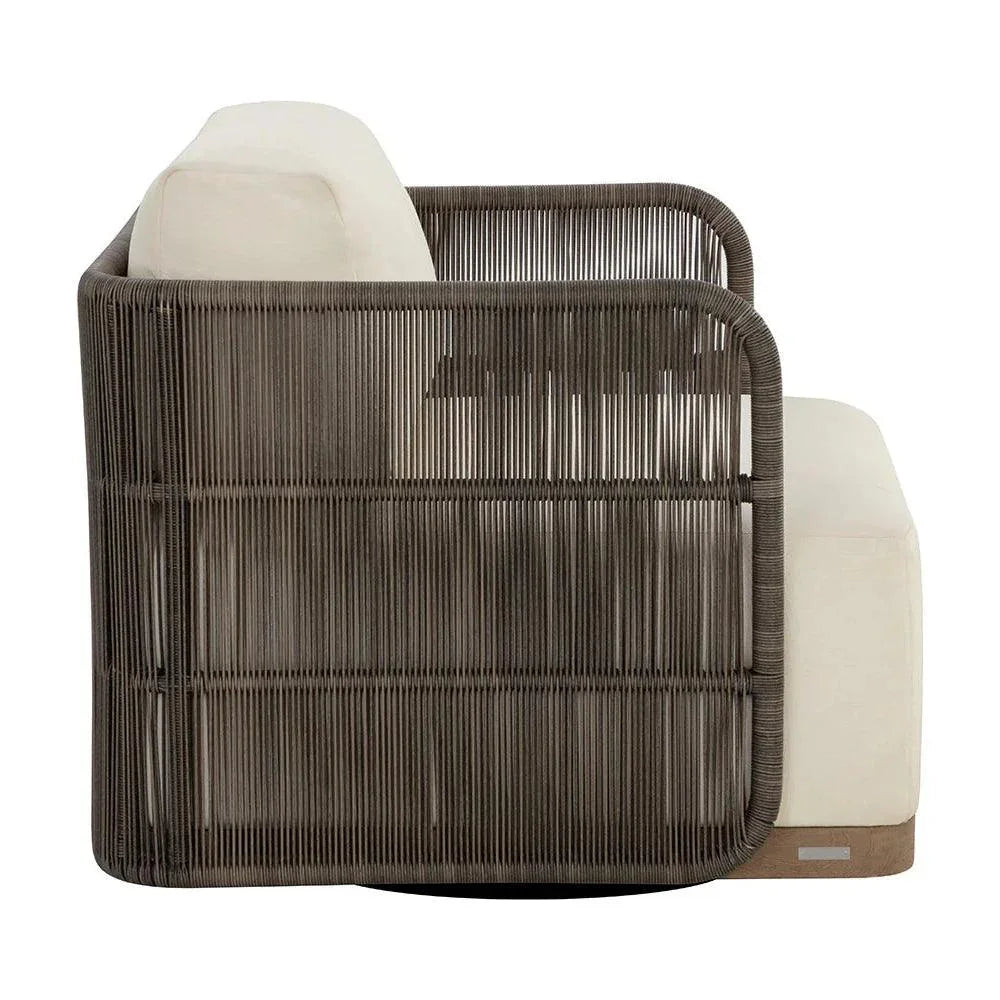 Ravenna Swivel Armchair Stinson Cream Outdoor Chair - LOOMLAN - SUNPAN - Outdoor Lounge Chairs
