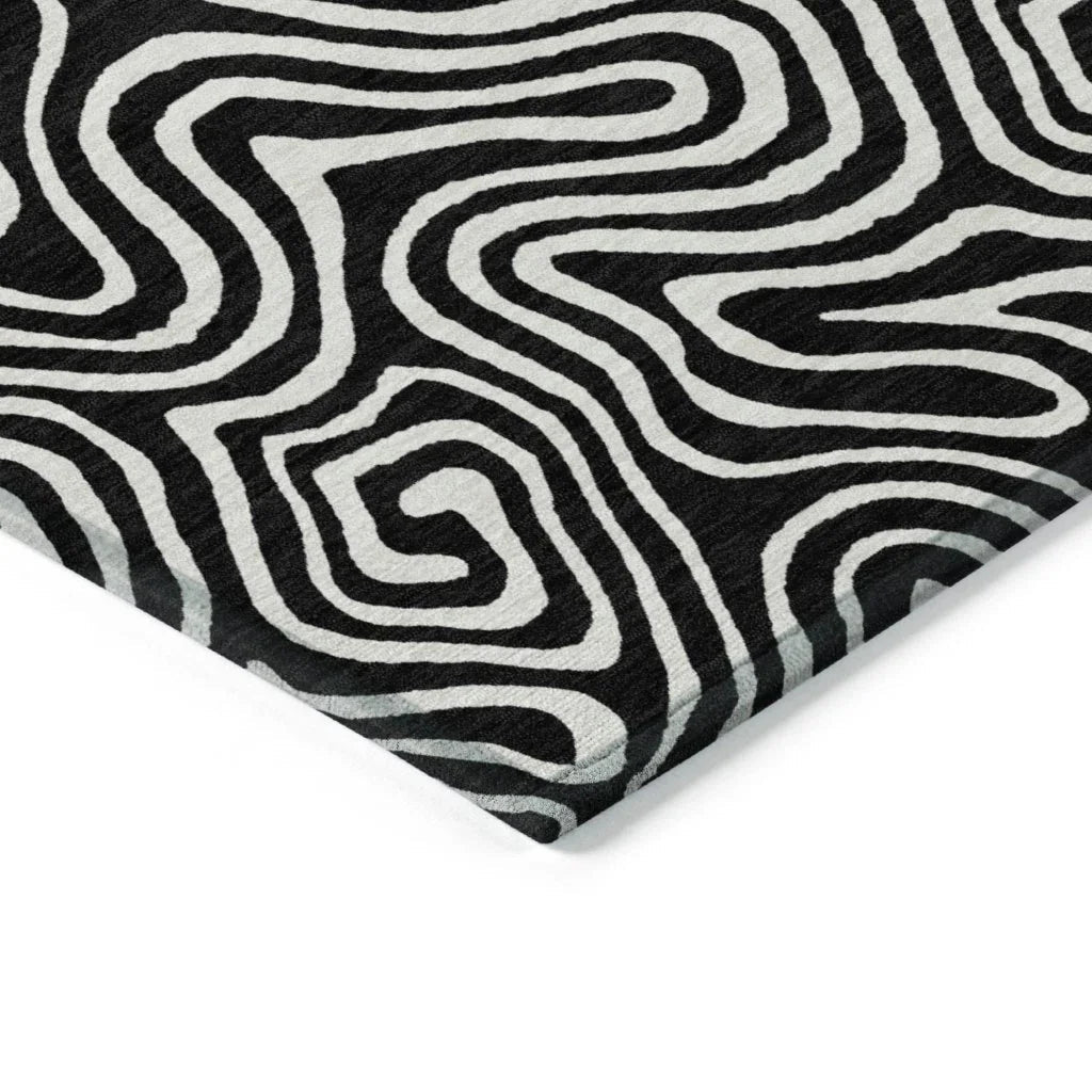 LOOMLAN Rugs Raya Black Washable Indoor-Outdoor Rug