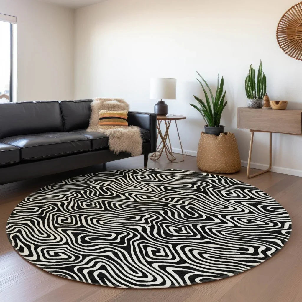 LOOMLAN Rugs Raya Black Washable Indoor-Outdoor Rug