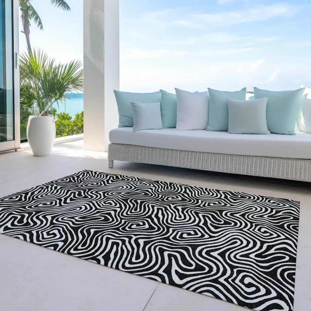 LOOMLAN Rugs Raya Black Washable Indoor-Outdoor Rug