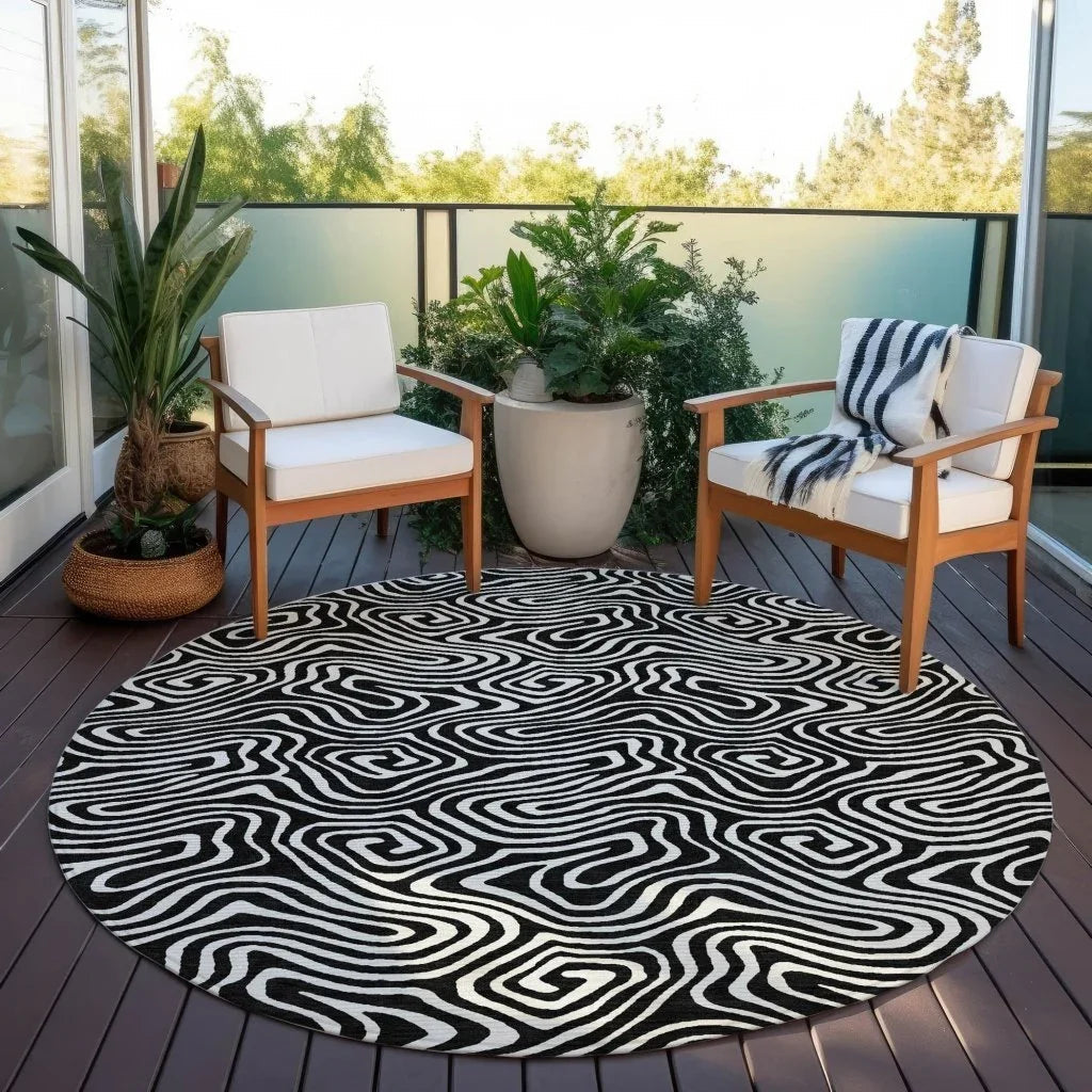 LOOMLAN Rugs Raya Black Washable Indoor-Outdoor Rug