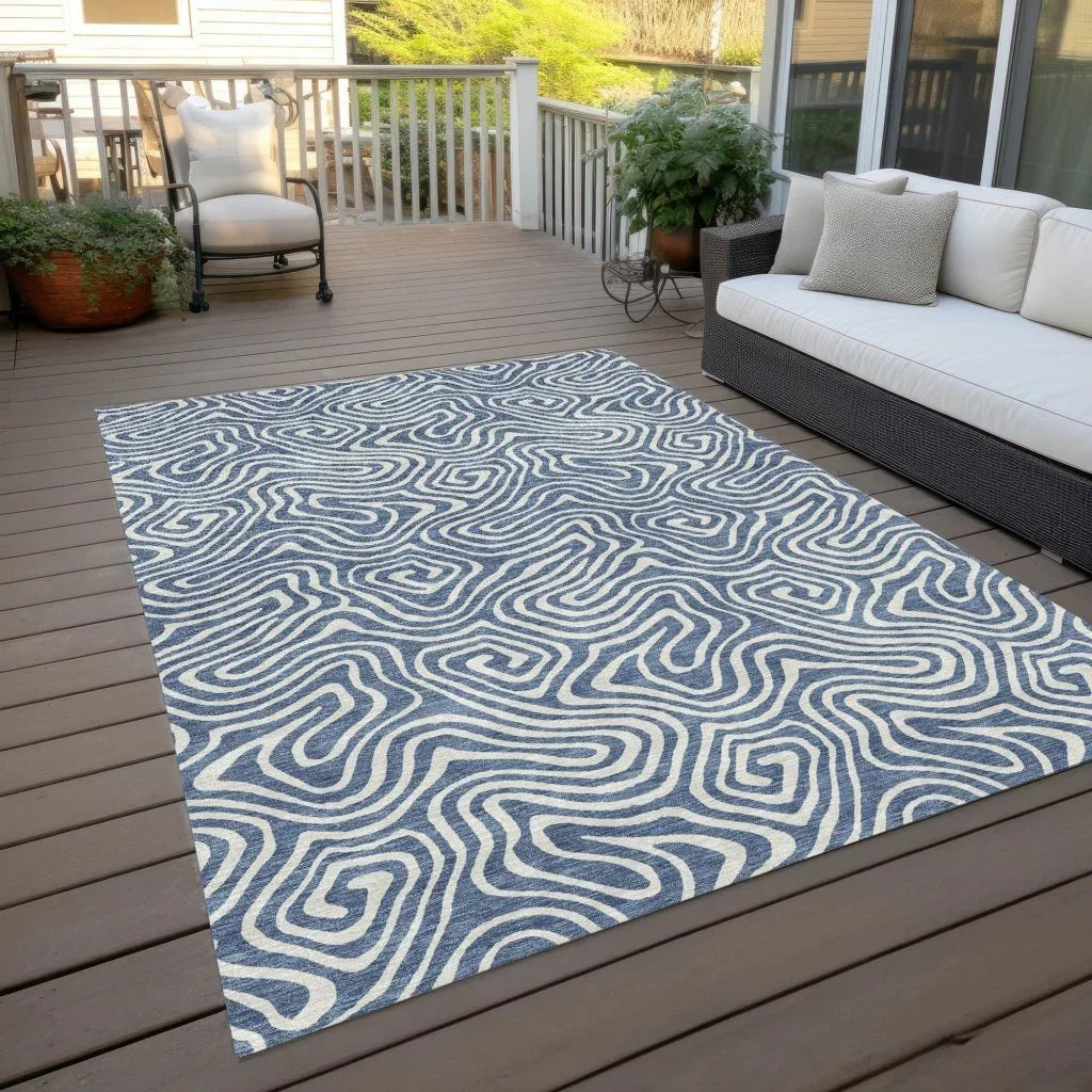 LOOMLAN Rugs Raya Blue Washable Indoor-Outdoor Rug